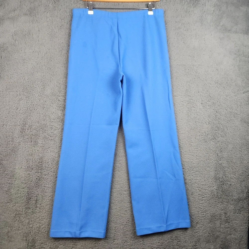 Vintage Sears Blue Double Knit Slacks Womens 12 32x30 Wide Leg Made in USA 70s